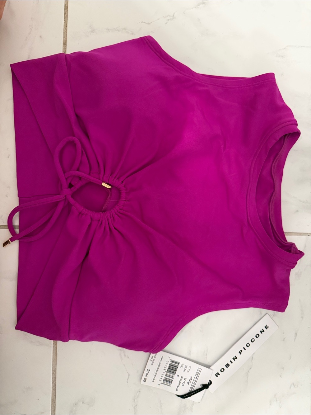 Robin Piccone Magenta Drawstring Ring Tank Top